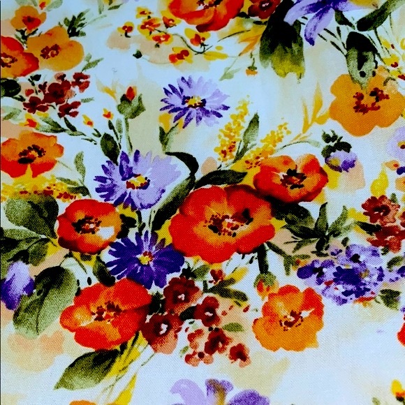 Hand Crafted Tote Bag Fabric Colorful Floral All Purpose 100% Cotton Purse - Picture 3 of 5